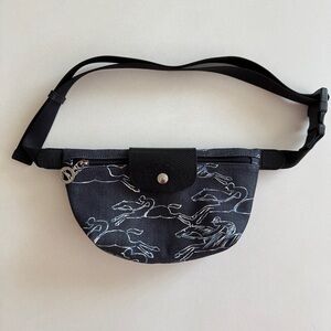 NEW LONGCHAMP Le Pliage Denim Belt Bag Horses